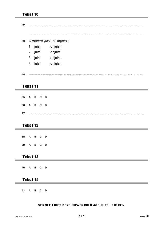 Uitwerkbijlage examen VMBO GLTL Engels 2018, tijdvak 1. Pagina 5