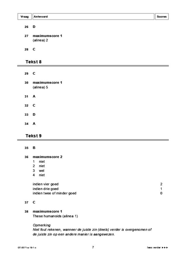 Correctievoorschrift examen VMBO GLTL Engels 2019, tijdvak 1. Pagina 7