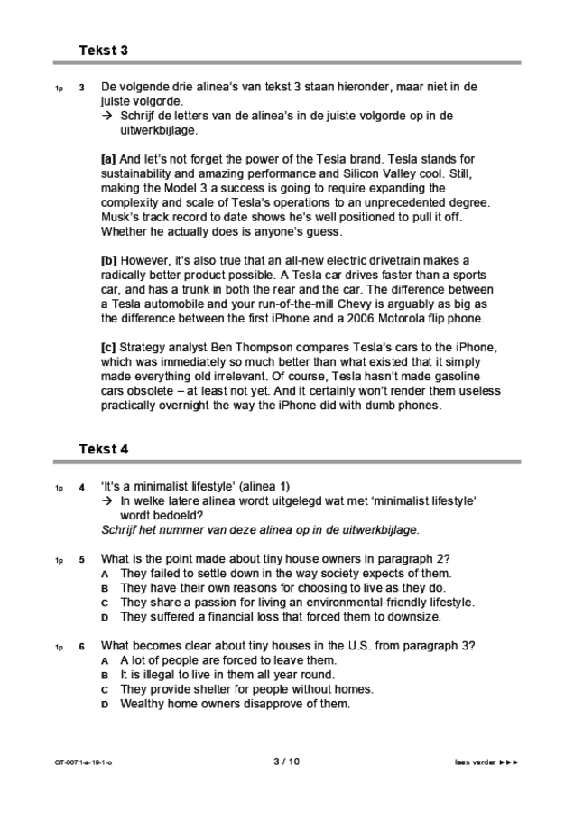 Opgaven examen VMBO GLTL Engels 2019, tijdvak 1. Pagina 3