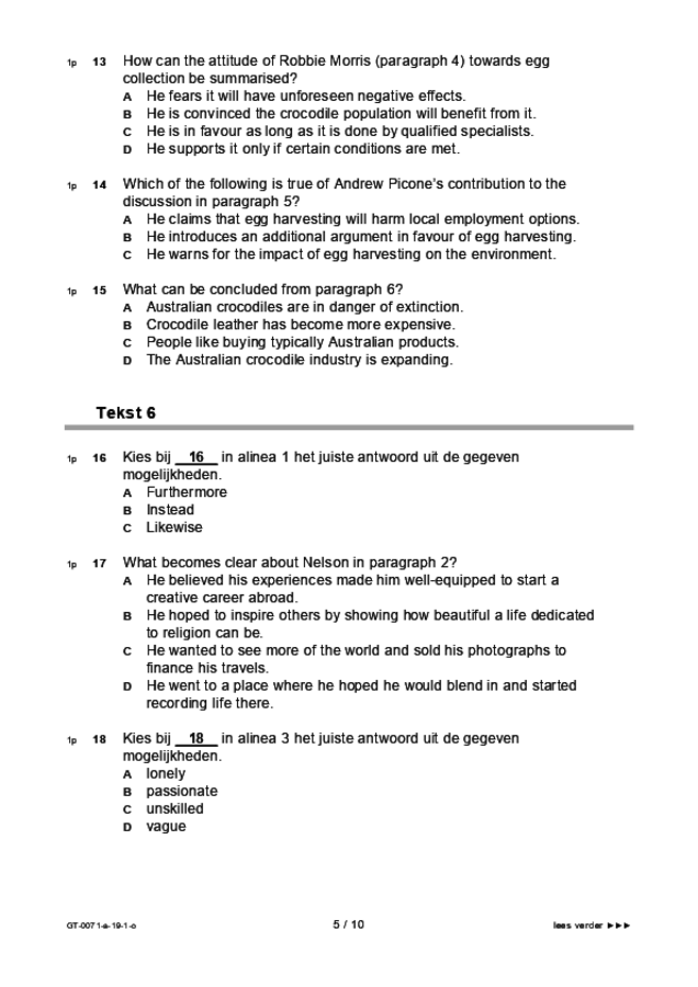 Opgaven examen VMBO GLTL Engels 2019, tijdvak 1. Pagina 5