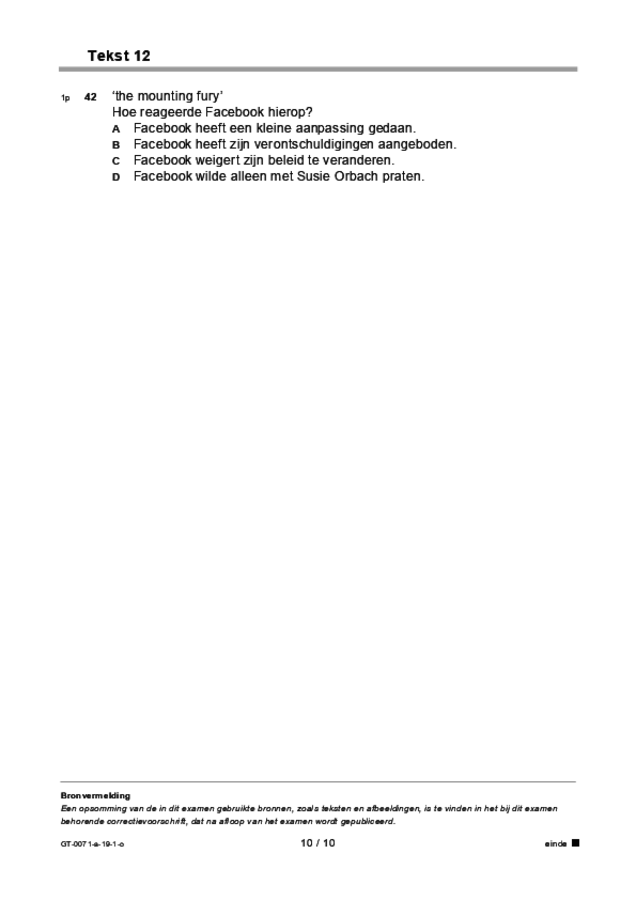 Opgaven examen VMBO GLTL Engels 2019, tijdvak 1. Pagina 10