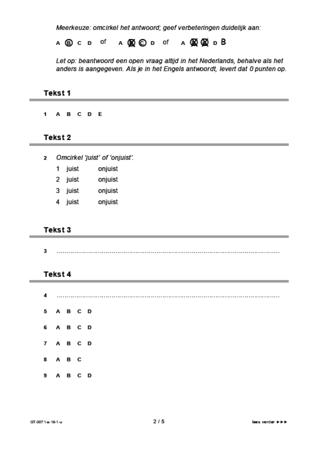 Uitwerkbijlage examen VMBO GLTL Engels 2019, tijdvak 1. Pagina 2