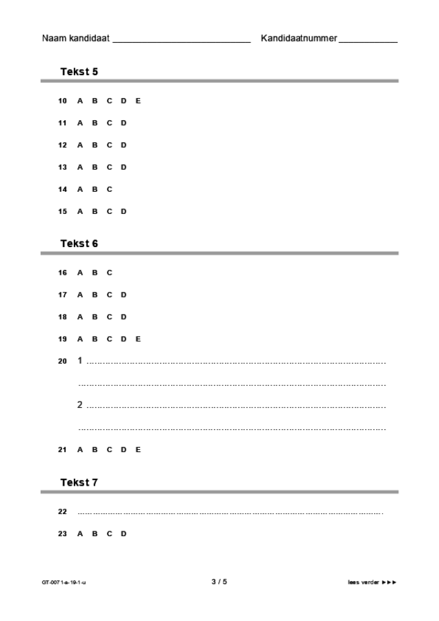 Uitwerkbijlage examen VMBO GLTL Engels 2019, tijdvak 1. Pagina 3
