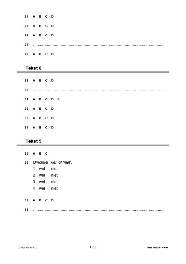Uitwerkbijlage examen VMBO GLTL Engels 2019, tijdvak 1. Pagina 4