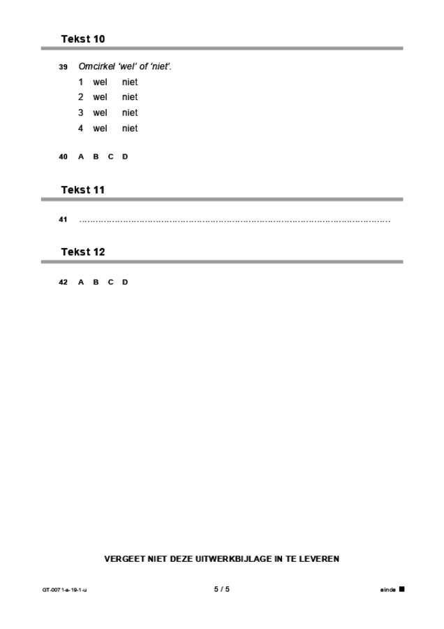 Uitwerkbijlage examen VMBO GLTL Engels 2019, tijdvak 1. Pagina 5