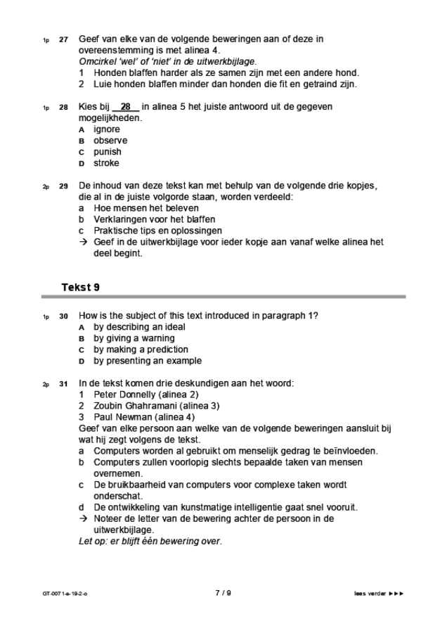 Opgaven examen VMBO GLTL Engels 2019, tijdvak 2. Pagina 7