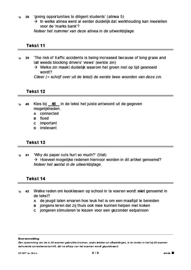Opgaven examen VMBO GLTL Engels 2019, tijdvak 2. Pagina 9