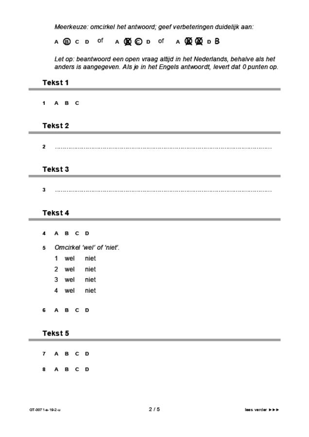 Uitwerkbijlage examen VMBO GLTL Engels 2019, tijdvak 2. Pagina 2