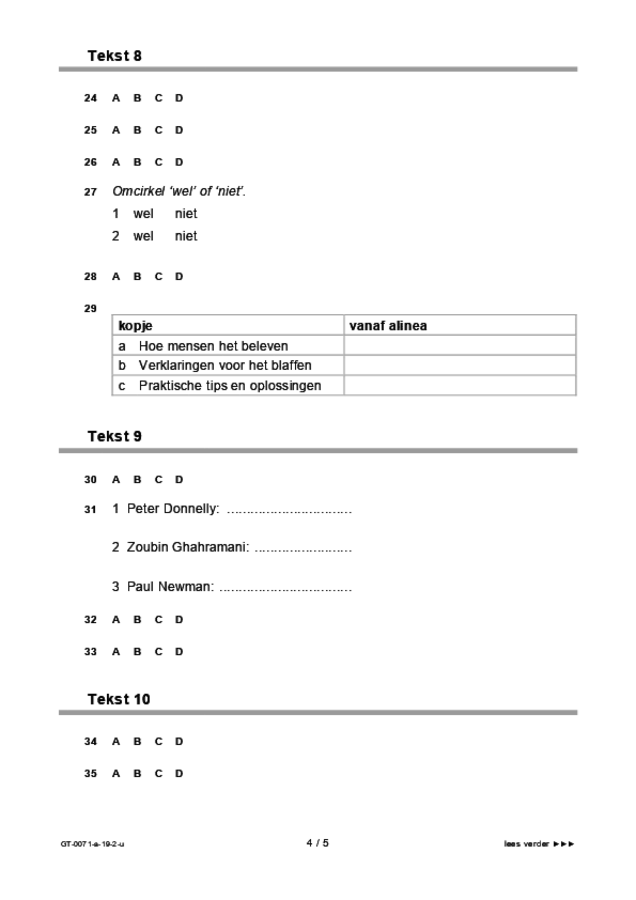 Uitwerkbijlage examen VMBO GLTL Engels 2019, tijdvak 2. Pagina 4