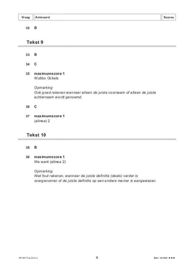 Correctievoorschrift examen VMBO GLTL Engels 2022, tijdvak 2. Pagina 8