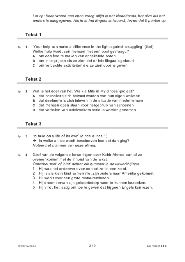 Opgaven examen VMBO GLTL Engels 2022, tijdvak 2. Pagina 2