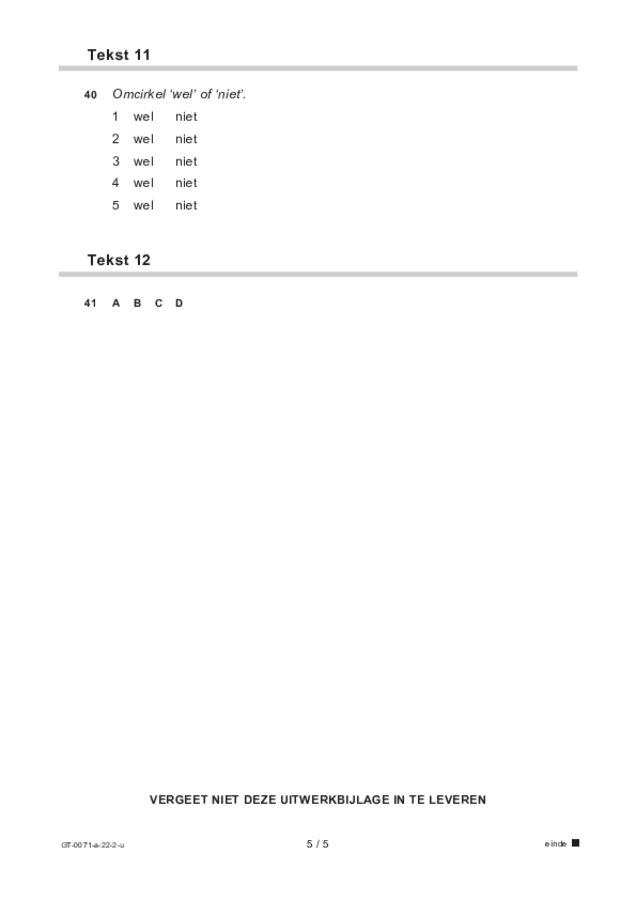 Uitwerkbijlage examen VMBO GLTL Engels 2022, tijdvak 2. Pagina 5