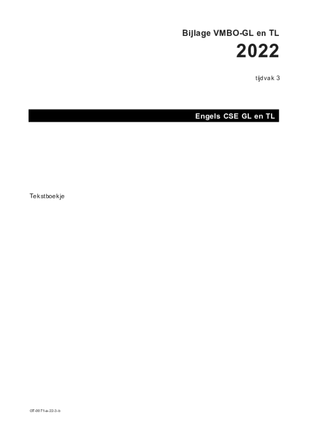Bijlage examen VMBO GLTL Engels 2022, tijdvak 3. Pagina 1
