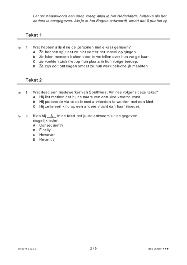 Opgaven examen VMBO GLTL Engels 2022, tijdvak 3. Pagina 2