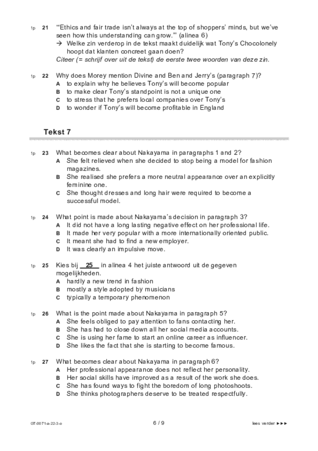 Opgaven examen VMBO GLTL Engels 2022, tijdvak 3. Pagina 6