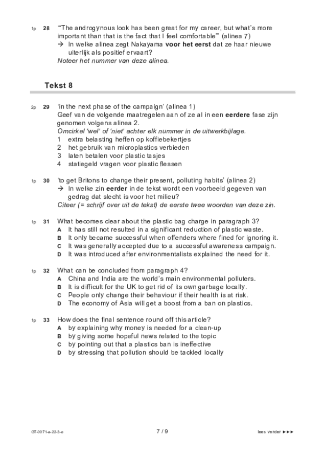 Opgaven examen VMBO GLTL Engels 2022, tijdvak 3. Pagina 7
