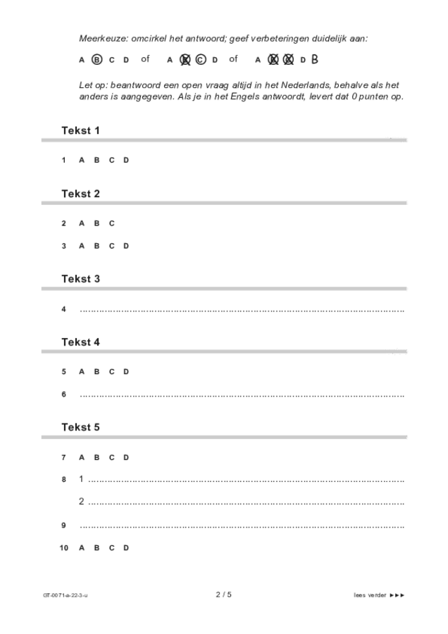 Uitwerkbijlage examen VMBO GLTL Engels 2022, tijdvak 3. Pagina 2