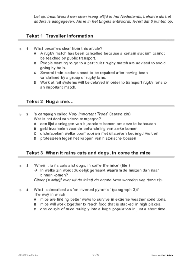 Opgaven examen VMBO GLTL Engels 2023, tijdvak 1. Pagina 2