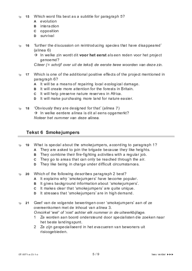 Opgaven examen VMBO GLTL Engels 2023, tijdvak 1. Pagina 5