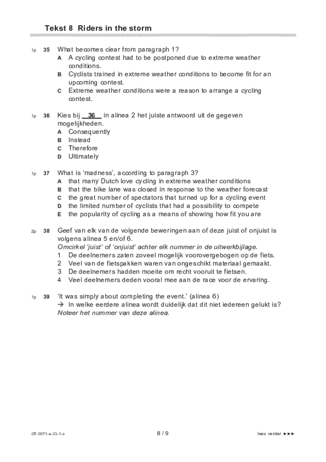 Opgaven examen VMBO GLTL Engels 2023, tijdvak 1. Pagina 8