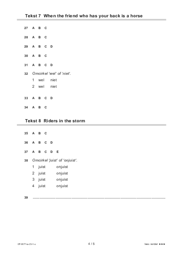 Uitwerkbijlage examen VMBO GLTL Engels 2023, tijdvak 1. Pagina 4