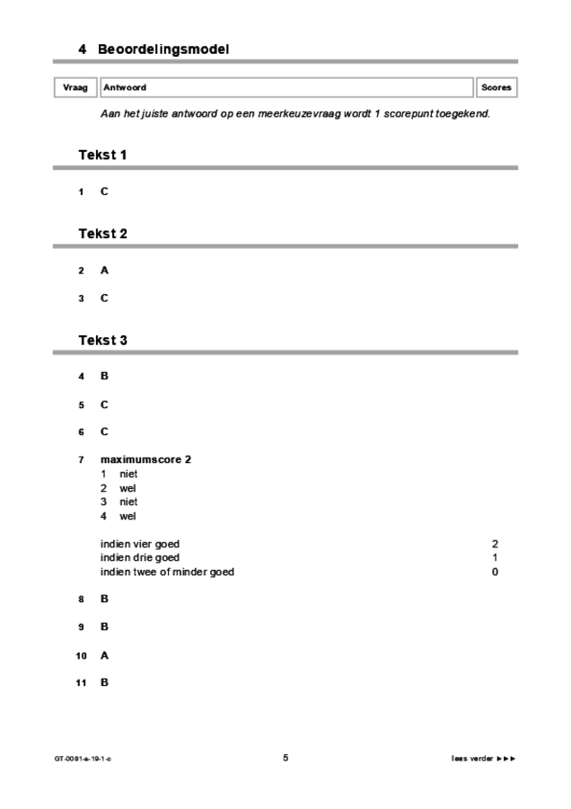 Correctievoorschrift examen VMBO GLTL Spaans 2019, tijdvak 1. Pagina 5