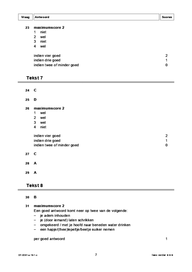 Correctievoorschrift examen VMBO GLTL Spaans 2019, tijdvak 1. Pagina 7