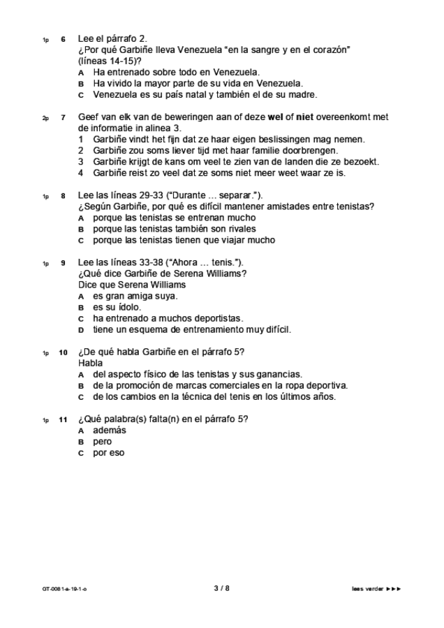 Opgaven examen VMBO GLTL Spaans 2019, tijdvak 1. Pagina 3