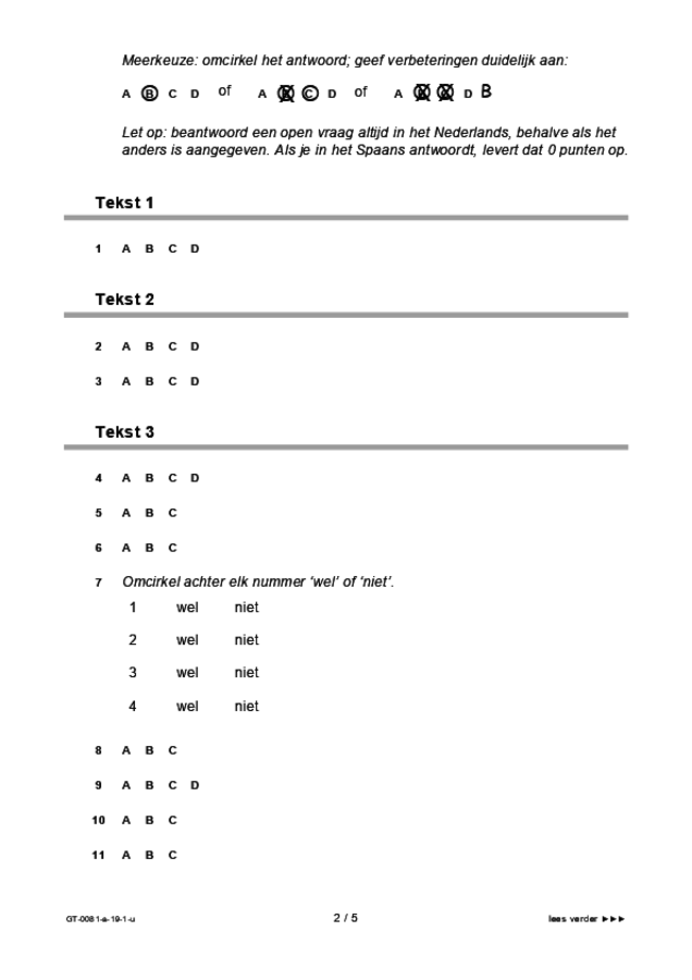 Uitwerkbijlage examen VMBO GLTL Spaans 2019, tijdvak 1. Pagina 2