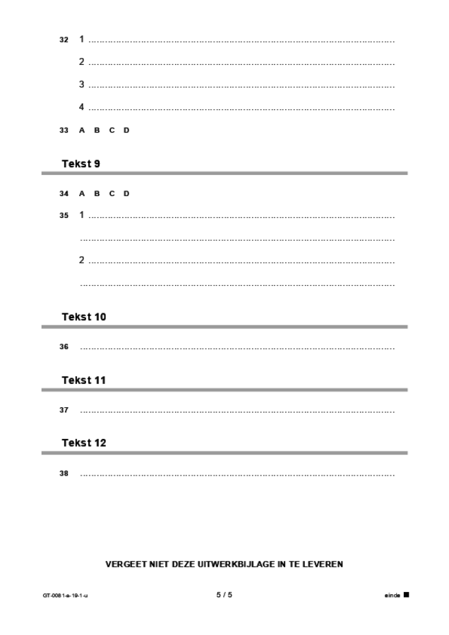 Uitwerkbijlage examen VMBO GLTL Spaans 2019, tijdvak 1. Pagina 5