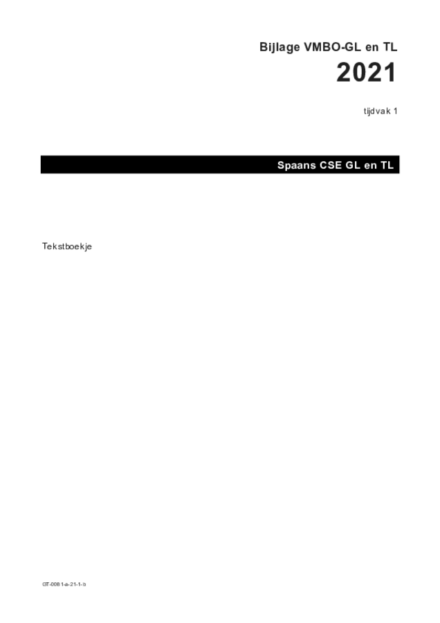 Bijlage examen VMBO GLTL Spaans 2021, tijdvak 1. Pagina 1