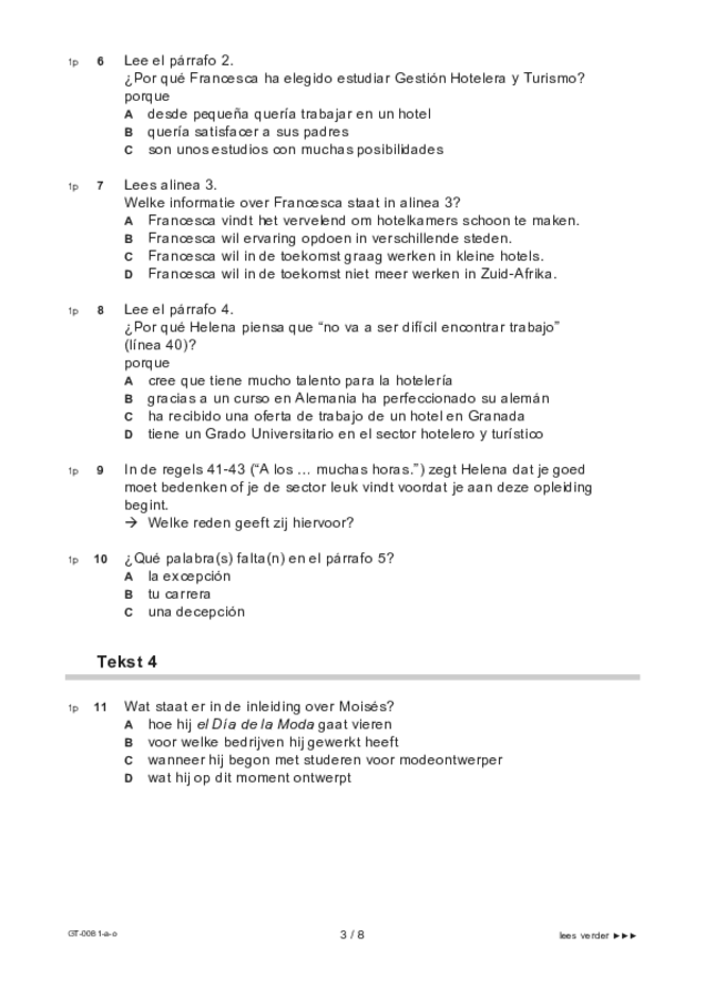 Opgaven examen VMBO GLTL Spaans 2021, tijdvak 1. Pagina 3