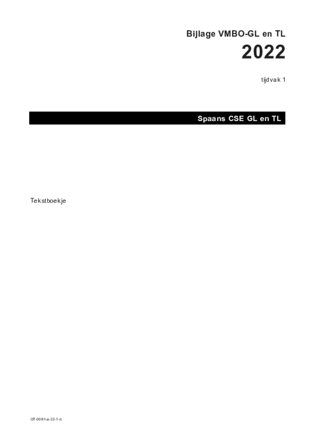 Bijlage examen VMBO GLTL Spaans 2022, tijdvak 1. Pagina 1