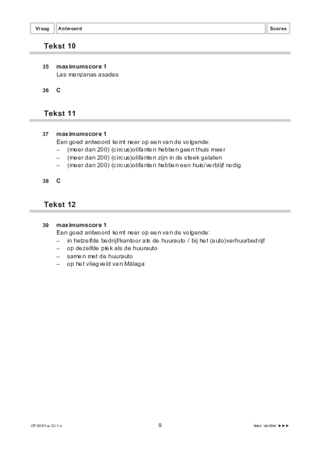 Correctievoorschrift examen VMBO GLTL Spaans 2022, tijdvak 1. Pagina 9