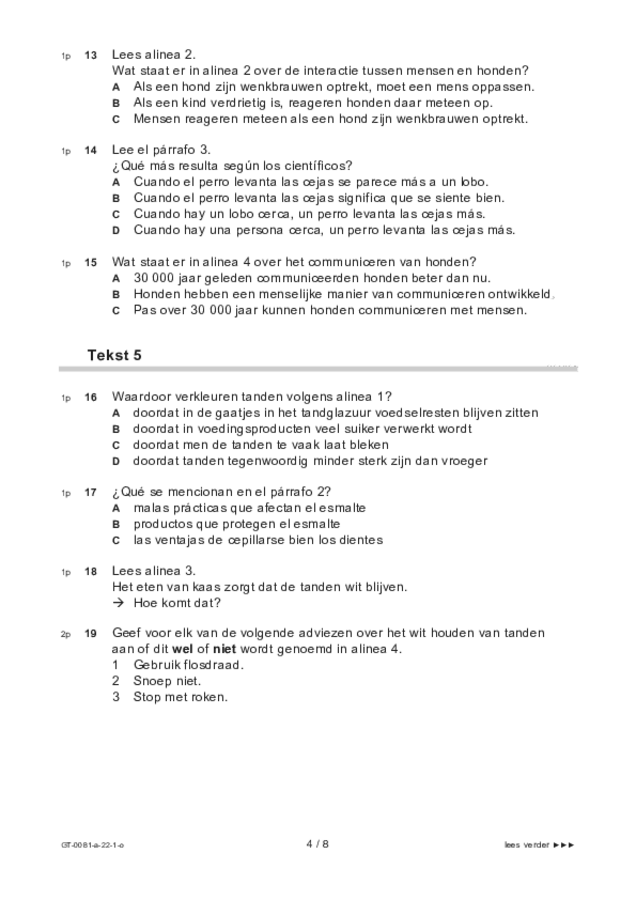 Opgaven examen VMBO GLTL Spaans 2022, tijdvak 1. Pagina 4