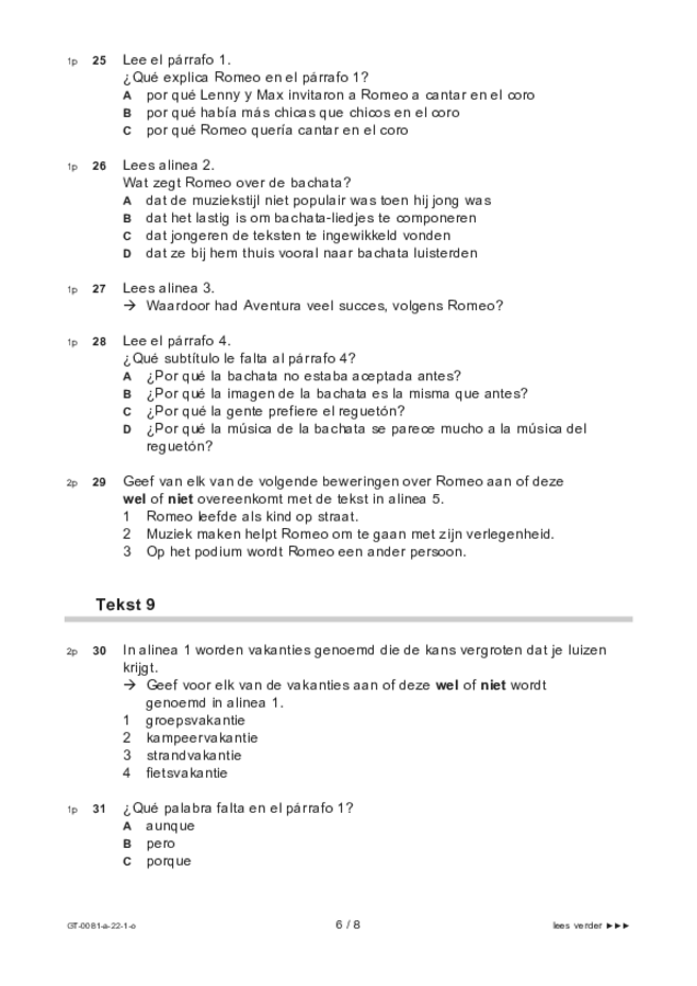 Opgaven examen VMBO GLTL Spaans 2022, tijdvak 1. Pagina 6