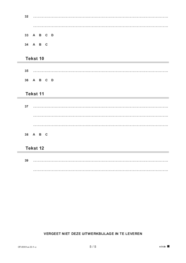 Uitwerkbijlage examen VMBO GLTL Spaans 2022, tijdvak 1. Pagina 5