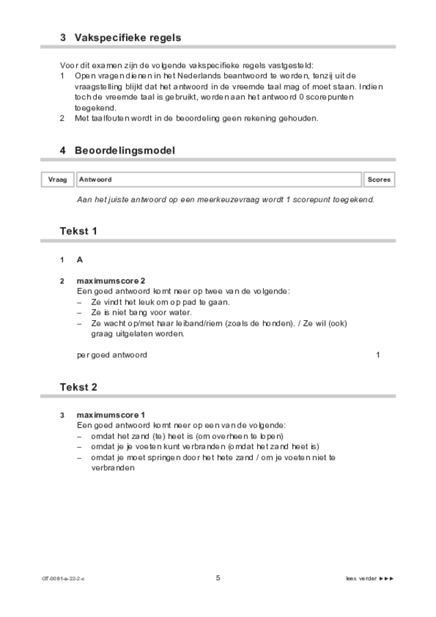 Correctievoorschrift examen VMBO GLTL Spaans 2022, tijdvak 2. Pagina 5