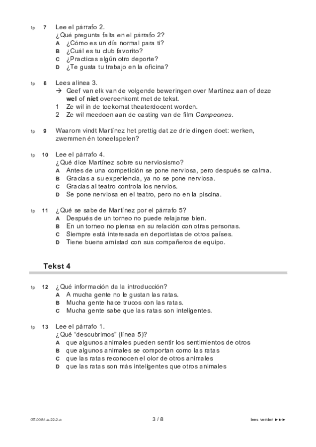 Opgaven examen VMBO GLTL Spaans 2022, tijdvak 2. Pagina 3