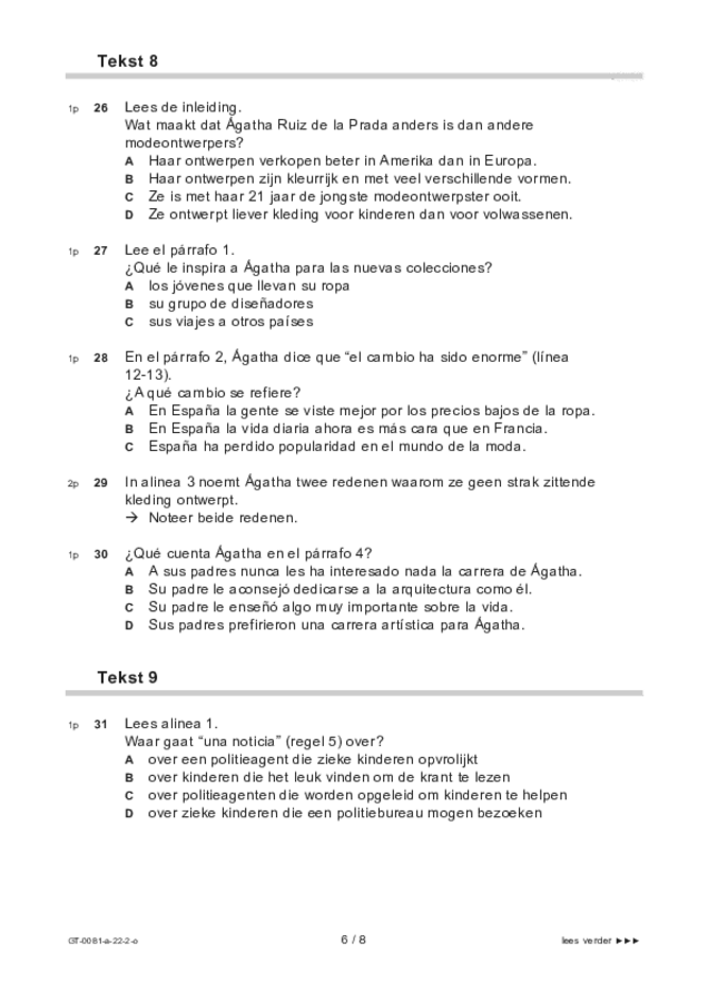 Opgaven examen VMBO GLTL Spaans 2022, tijdvak 2. Pagina 6