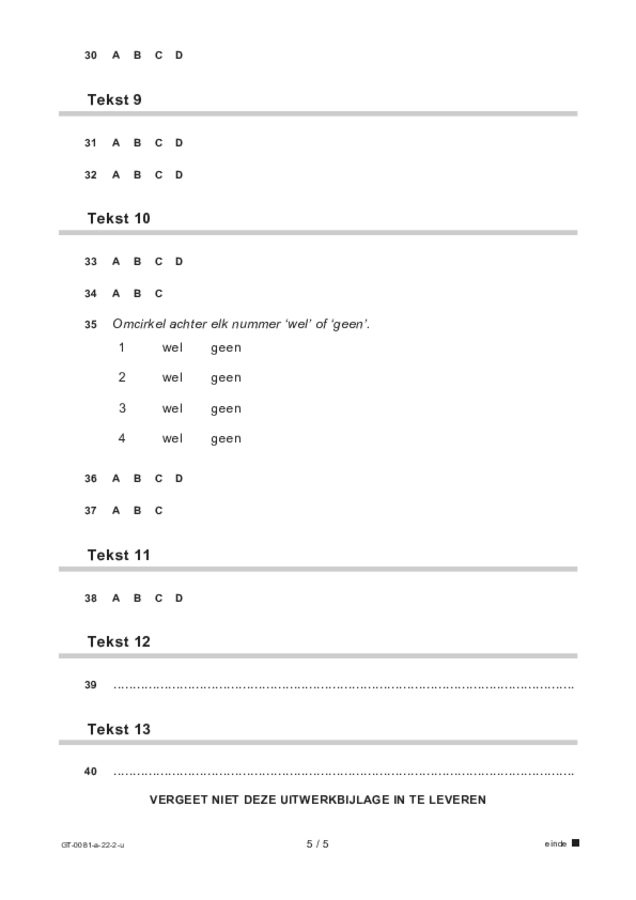 Uitwerkbijlage examen VMBO GLTL Spaans 2022, tijdvak 2. Pagina 5