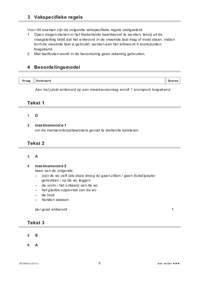 Correctievoorschrift examen VMBO GLTL Spaans 2023, tijdvak 1. Pagina 5