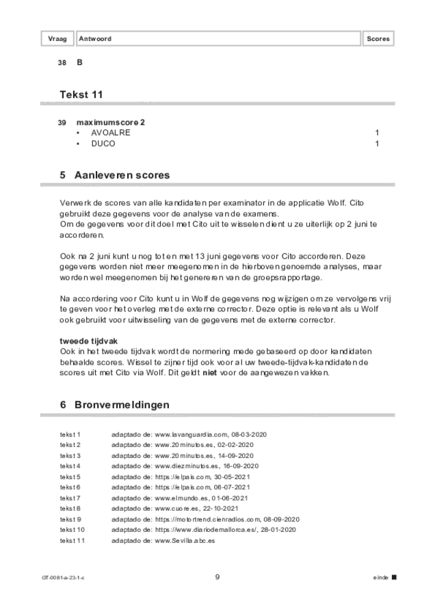 Correctievoorschrift examen VMBO GLTL Spaans 2023, tijdvak 1. Pagina 9