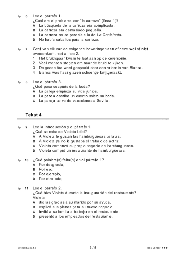 Opgaven examen VMBO GLTL Spaans 2023, tijdvak 1. Pagina 3