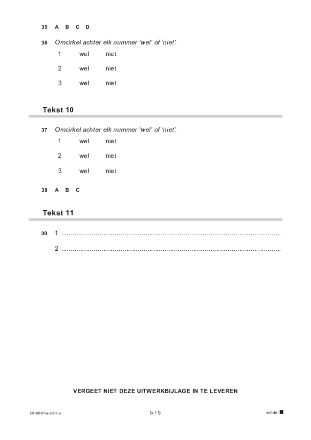 Uitwerkbijlage examen VMBO GLTL Spaans 2023, tijdvak 1. Pagina 5