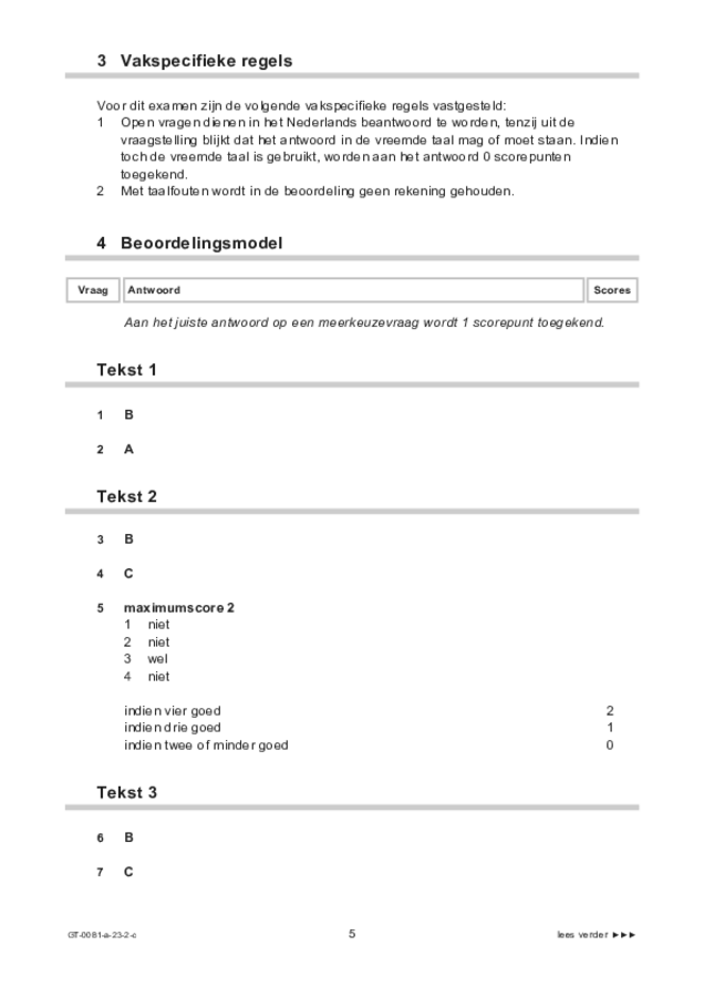 Correctievoorschrift examen VMBO GLTL Spaans 2023, tijdvak 2. Pagina 5