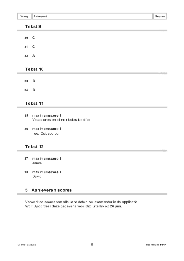 Correctievoorschrift examen VMBO GLTL Spaans 2023, tijdvak 2. Pagina 8