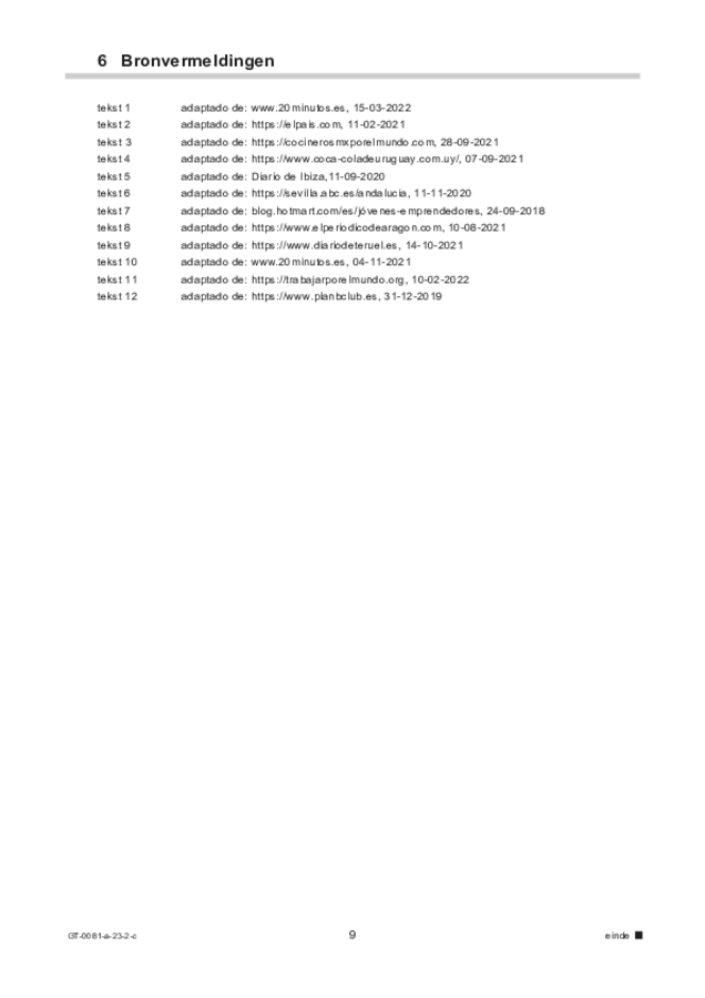 Correctievoorschrift examen VMBO GLTL Spaans 2023, tijdvak 2. Pagina 9