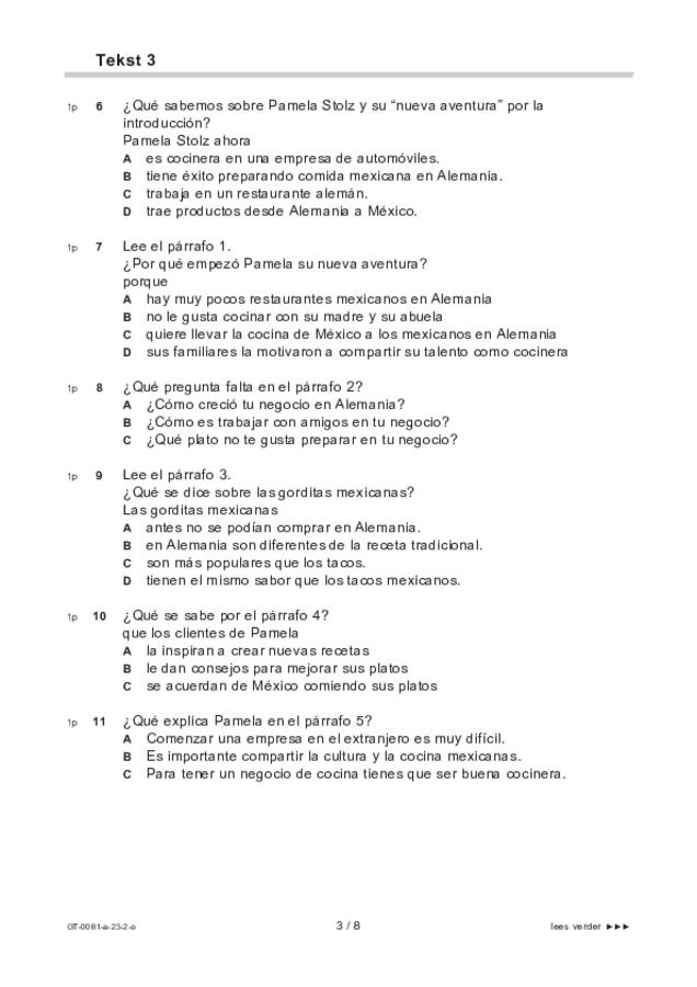 Opgaven examen VMBO GLTL Spaans 2023, tijdvak 2. Pagina 3