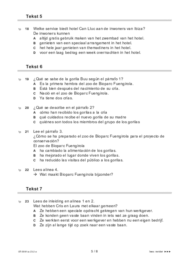 Opgaven examen VMBO GLTL Spaans 2023, tijdvak 2. Pagina 5